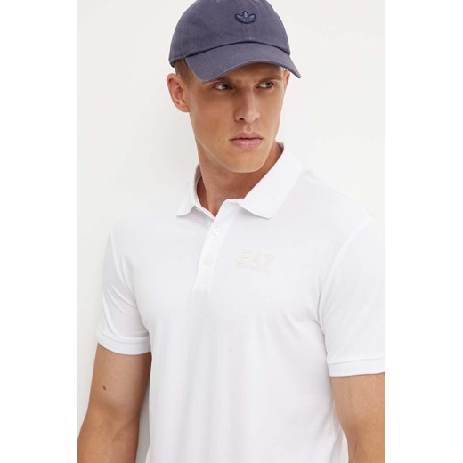 EA7 Emporio Armani polo męski kolor biały z nadrukiem PJVQZ.6DPF16 ze sklepu ANSWEAR.com w kategorii T-shirty męskie - zdjęcie 174045182