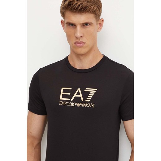 EA7 Emporio Armani t-shirt bawełniany męski kolor czarny z nadrukiem AF10170.7M000007 ze sklepu ANSWEAR.com w kategorii T-shirty męskie - zdjęcie 174045314