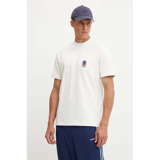 adidas Originals t-shirt bawełniany męski kolor beżowy z aplikacją IX6754 ze sklepu ANSWEAR.com w kategorii T-shirty męskie - zdjęcie 174045364