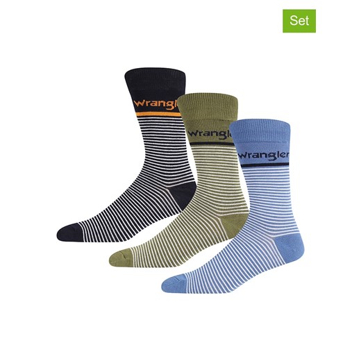 Wrangler Skarpety (3 pary) &quot;Healey&quot; w kolorze czarnym, niebieskim i oliwkowym ze sklepu Limango Polska w kategorii Skarpetki męskie - zdjęcie 174050832