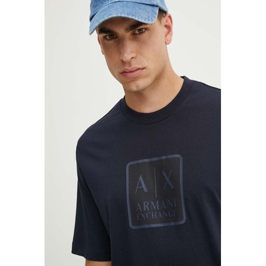 Armani Exchange t-shirt bawełniany męski kolor granatowy z nadrukiem 6DZTHB ZJ9JZ ze sklepu ANSWEAR.com w kategorii T-shirty męskie - zdjęcie 174051663