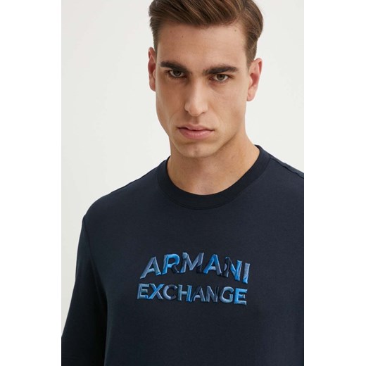 Armani Exchange t-shirt bawełniany męski kolor granatowy z aplikacją 6DZTHC ZJBYZ ze sklepu ANSWEAR.com w kategorii T-shirty męskie - zdjęcie 174051673