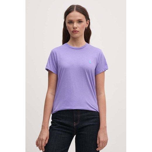 Polo Ralph Lauren t-shirt bawełniany kolor fioletowy 211898698 ze sklepu ANSWEAR.com w kategorii Bluzki damskie - zdjęcie 174051693