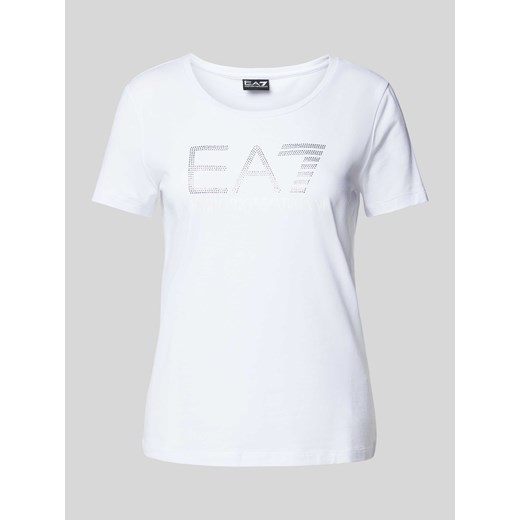 T-shirt z obszyciem kamieniami stras z logo ze sklepu Peek&Cloppenburg  w kategorii Bluzki damskie - zdjęcie 174052730
