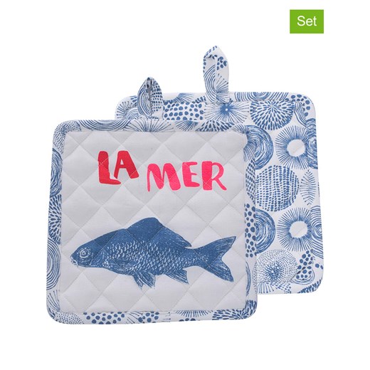 Overbeck and Friends Łapki (2 szt.) "La Mer" w kolorze niebieskim do garnków - 20 x 20 cm - id: 11416969 - marki Overbeck And Friends - 174053601 Overbeck and Friends Łapki (2 szt.) "La Mer" w kolorze niebieskim do garnków - 20 x 20 cm ze sklepu Limango Polska w kategorii Tekstylia kuchenne - zdjęcie 174053601