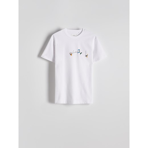 Reserved - T-shirt regular z nadrukiem - biały ze sklepu Reserved w kategorii T-shirty męskie - zdjęcie 174054142