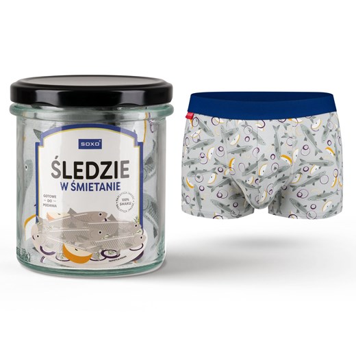 Bokserki męskie Śledzie w słoiku SOXO zabawny prezent dla chłopaka ze sklepu Sklep SOXO w kategorii Majtki męskie - zdjęcie 174061362