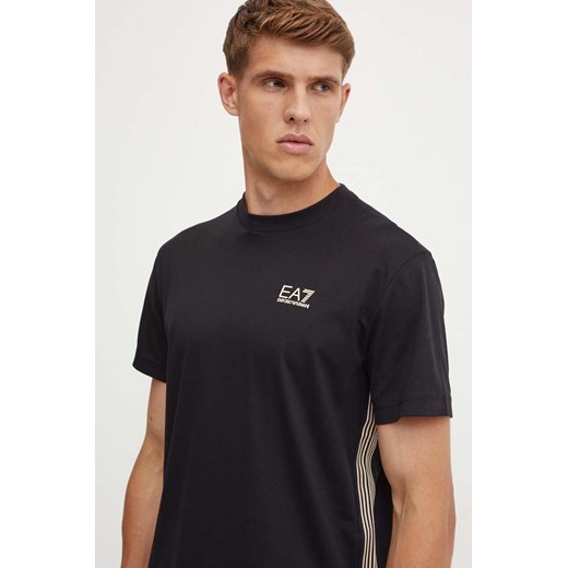 EA7 Emporio Armani t-shirt bawełniany męski kolor czarny z aplikacją PJOLZ.6DPT19 ze sklepu ANSWEAR.com w kategorii T-shirty męskie - zdjęcie 174063274