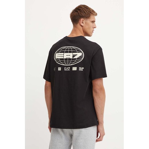 EA7 Emporio Armani t-shirt bawełniany męski kolor czarny z nadrukiem AF10429.7M000012 ze sklepu ANSWEAR.com w kategorii T-shirty męskie - zdjęcie 174063284