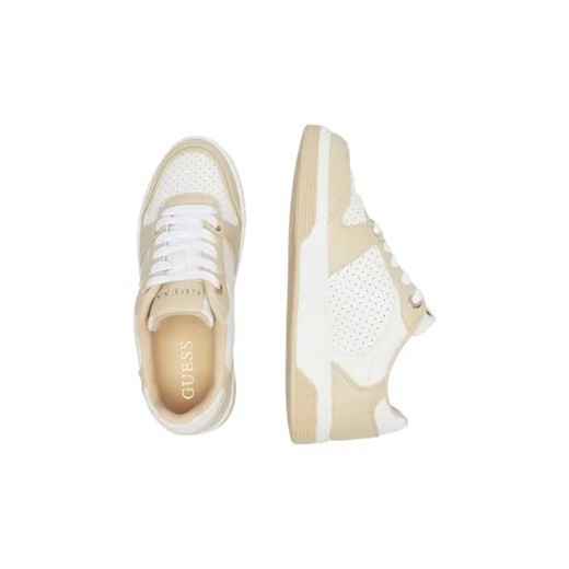 Buty sportowe damskie Guess sneakersy beżowe sznurowane płaskie wiosenne z tworzywa sztucznego