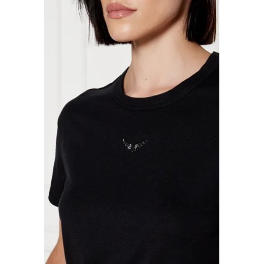 Zadig&Voltaire T-shirt MARTA WINGS STRASS | Regular Fit | z dodatkiem lnu Zadig&voltaire S Gomez Fashion Store