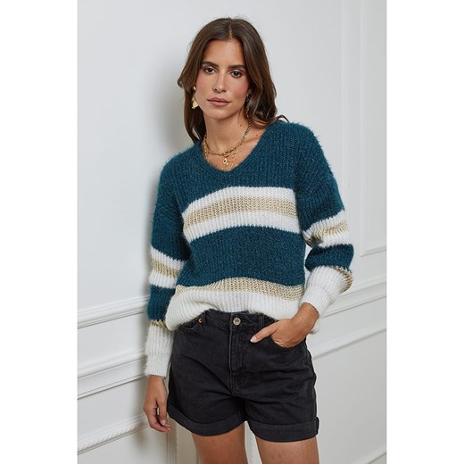 L&apos;armoire de Suzette Sweter w kolorze morsko-białym L'armoire De Suzette 36/38 Limango Polska okazyjna cena