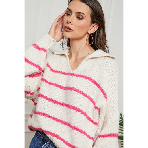 So Cachemire Sweter &quot;Althena&quot; w kolorze beżowo-różowym So Cachemire M okazja Limango Polska