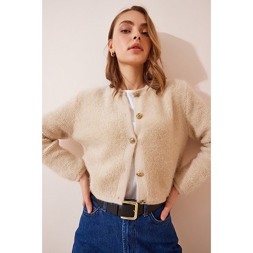 Happiness Istanbul Kardigan w kolorze beżowym Happiness Istanbul onesize promocyjna cena Limango Polska