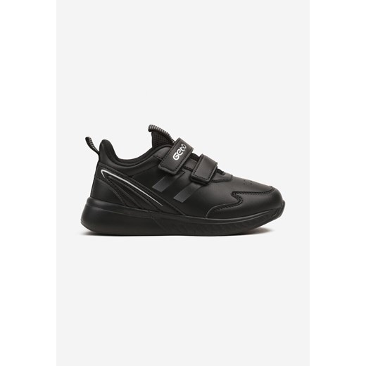 Czarne Buty Sportowe Sneakersy na Płaskiej Podeszwie Ozdobione Paskami Naviora ze sklepu born2be.pl w kategorii Buty sportowe dziecięce - zdjęcie 174070751