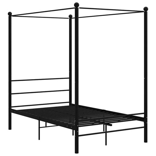 Czarne metalowe łóżko z baldachimem 140x200 cm P8-B34 ze sklepu Edinos.pl w kategorii Łóżka i materace - zdjęcie 174071210