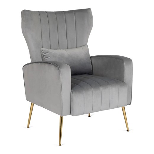 Szary stylowy fotel wypoczynkowy na złotych nóżkach - Hen ze sklepu Edinos.pl w kategorii Dom - zdjęcie 174071264