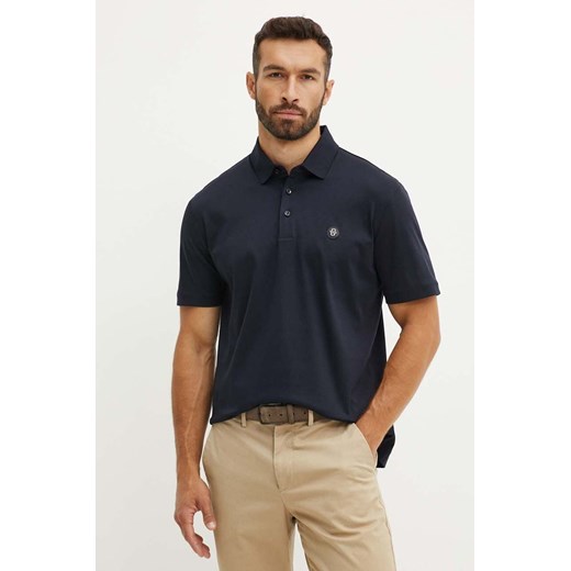 BOSS polo bawełniane kolor granatowy gładki 50520297 ze sklepu ANSWEAR.com w kategorii T-shirty męskie - zdjęcie 174072961