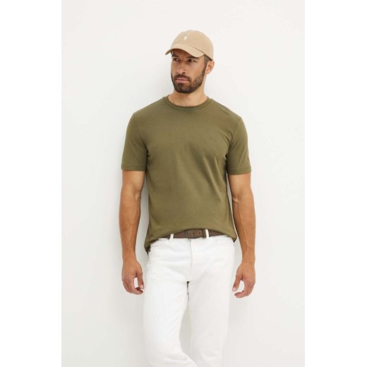 BOSS t-shirt bawełniany męski kolor zielony gładki 50468347 ze sklepu ANSWEAR.com w kategorii T-shirty męskie - zdjęcie 174073191