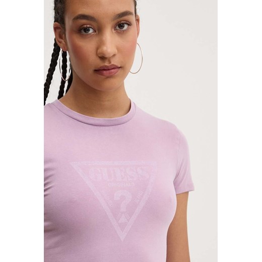 Guess Originals t-shirt damski kolor fioletowy ze sklepu ANSWEAR.com w kategorii Bluzki damskie - zdjęcie 174073232