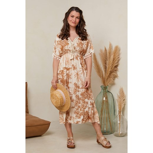 Curvy Lady Sukienka w kolorze karmelowo-kremowym ze sklepu Limango Polska w kategorii Sukienki - zdjęcie 174075964