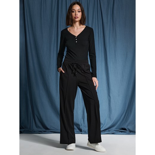 Sinsay bluzka damska z długim rękawem w serek casual 