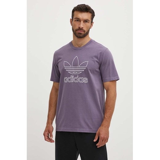 adidas Originals t-shirt bawełniany Trefoil Tee męski kolor fioletowy z L wyprzedaż ANSWEAR.com