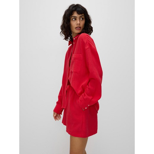 Reserved - Szorty z bawełnianego muślinu - czerwony Reserved S Reserved