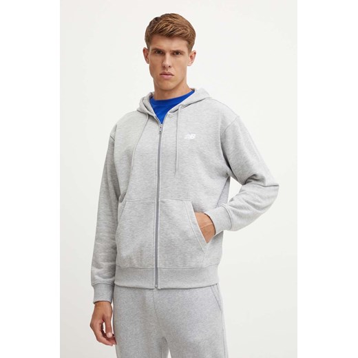 New Balance bluza męska kolor szary z kapturem melanżowa MJ41501AG ze sklepu ANSWEAR.com w kategorii Bluzy męskie - zdjęcie 174083274