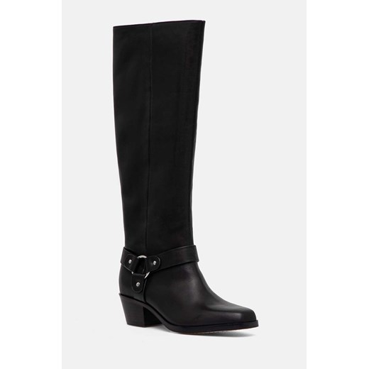Dkny kozaki skórzane Stace damskie kolor czarny na słupku K2436059 ze sklepu ANSWEAR.com w kategorii Kozaki damskie - zdjęcie 174086730