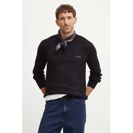 Guess sweter bawełniany DENYS kolor czarny lekki M4YR15 Z3FD1 ze sklepu ANSWEAR.com w kategorii Swetry męskie - zdjęcie 174086864