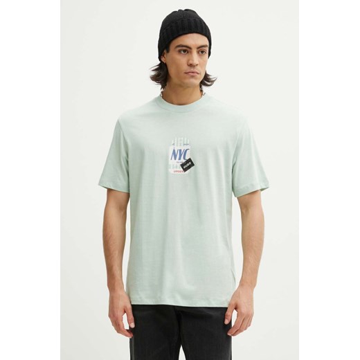 HUGO t-shirt bawełniany męski kolor zielony z nadrukiem 50516738 ze sklepu ANSWEAR.com w kategorii T-shirty męskie - zdjęcie 174087072