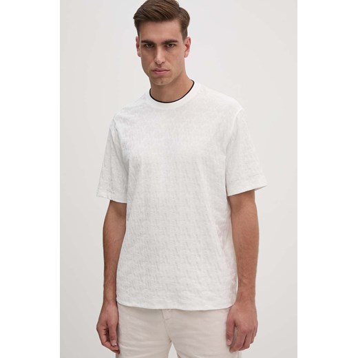 Armani Exchange t-shirt bawełniany męski kolor biały wzorzysty 6DZTLB ZJ2ZZ ze sklepu ANSWEAR.com w kategorii T-shirty męskie - zdjęcie 174087082