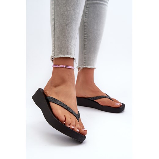 Japonki Klapki Damskie Brokatowy Pasek Czarne 83386 Ipanema Mesh Chic Plat Fem Ipanema 35/36 ZAZOO