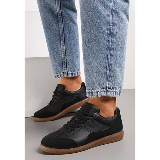 Czarne Sneakersy z Ozdobnymi Przeszyciami przed Kostkę Redala ze sklepu renee.pl w kategorii Buty sportowe damskie - zdjęcie 174090221