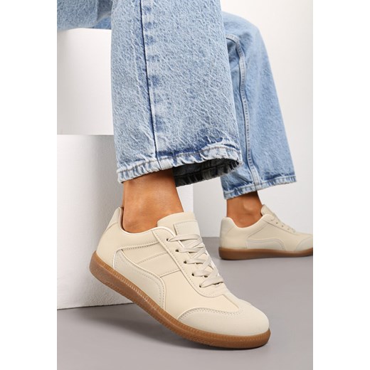 Beżowe Sneakersy z Ozdobnymi Przeszyciami przed Kostkę Redala ze sklepu renee.pl w kategorii Buty sportowe damskie - zdjęcie 174090230