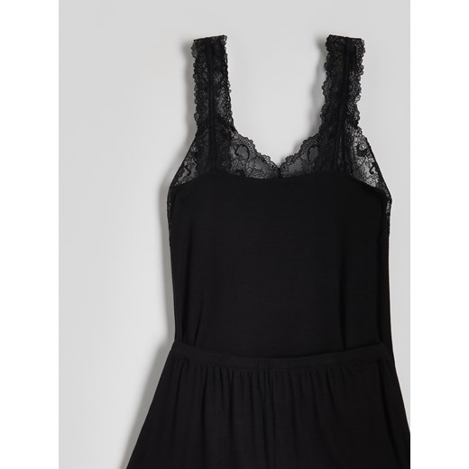 Reserved - Dwuczęściowa piżama z wiskozy - czarny Reserved XS Reserved