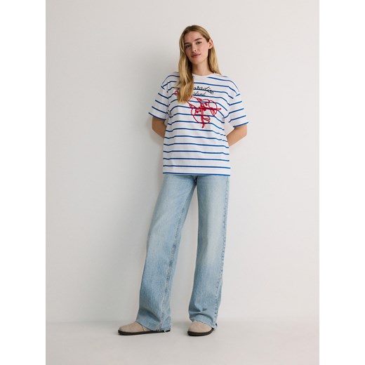 Reserved - T-shirt w paski - wielobarwny Reserved XS Reserved