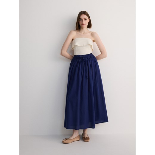 Reserved - Spódnica midi z bawełny - jasnoniebieski ze sklepu Reserved w kategorii Spódnice - zdjęcie 174092524