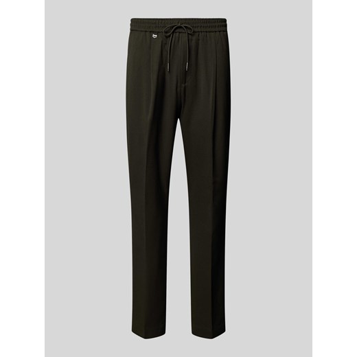 Spodnie z zakładkami w pasie o kroju regular fit z elastycznym pasem ze sklepu Peek&Cloppenburg  w kategorii Spodnie męskie - zdjęcie 174092662