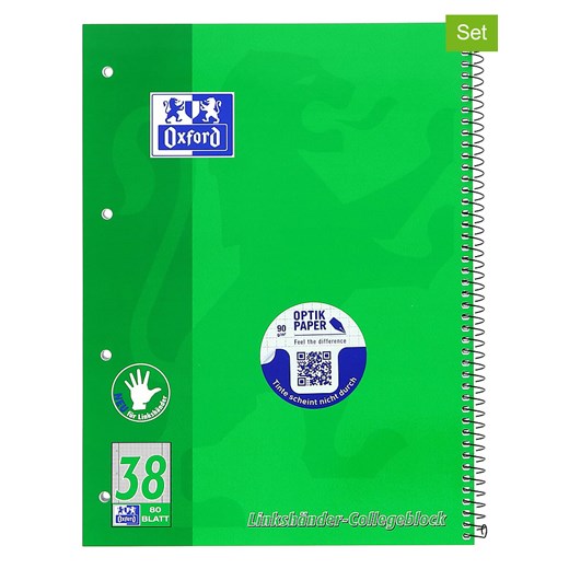 Oxford Kołozeszyty (2 szt.) &quot;Oxford - Lineatur 38&quot; w kolorze zielonym - A4 ze sklepu Limango Polska w kategorii Akcesoria biurowe - zdjęcie 174094281