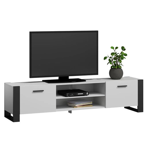 Biała nowoczesna szafka RTV 185 cm P1-T15 ze sklepu Edinos.pl w kategorii Meble - zdjęcie 174095623