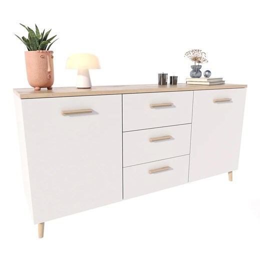 Biała Komoda Skandynawska 150 Cm M6-T13 ze sklepu Edinos.pl w kategorii Komody - zdjęcie 174095760