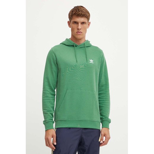 adidas Originals bluza bawełniana męska kolor zielony z kapturem gładka IX7671 ze sklepu ANSWEAR.com w kategorii Bluzy męskie - zdjęcie 174096022