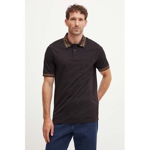 Versace Jeans Couture polo bawełniane kolor czarny 77GAGT04 CJ01T ze sklepu ANSWEAR.com w kategorii T-shirty męskie - zdjęcie 174096351