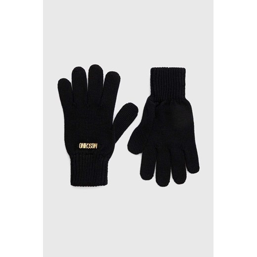 Moschino rękawiczki wełniane kolor czarny M2973 65379 ze sklepu ANSWEAR.com w kategorii Rękawiczki damskie - zdjęcie 174096362