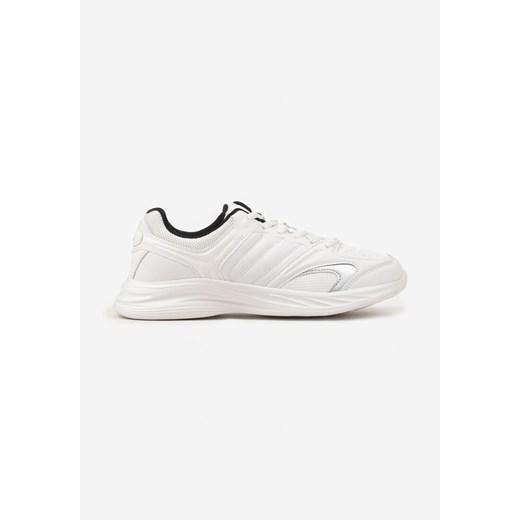Białe Płaskie Sznurowane Buty Sportowe Wykończone Tłoczeniem Evilnne ze sklepu born2be.pl w kategorii Buty sportowe męskie - zdjęcie 174099841