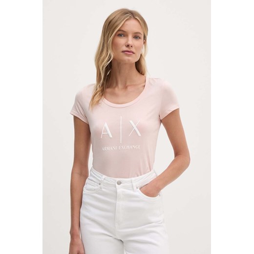 Armani Exchange t-shirt bawełniany kolor różowy ze sklepu ANSWEAR.com w kategorii Bluzki damskie - zdjęcie 174101120