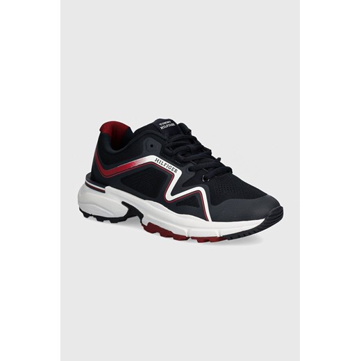 Tommy Hilfiger sneakersy M RUNNER TECH KNIT kolor granatowy FM0FM05109 ze sklepu ANSWEAR.com w kategorii Buty sportowe męskie - zdjęcie 174101300