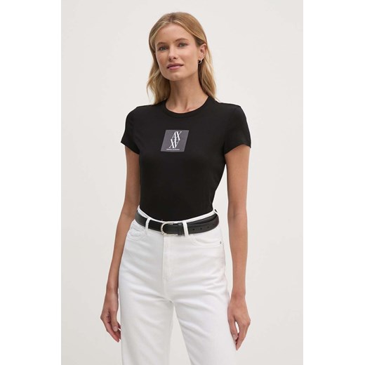 Armani Exchange t-shirt bawełniany damski kolor czarny 6DYT03 YJ3RZ ze sklepu ANSWEAR.com w kategorii Bluzki damskie - zdjęcie 174101430